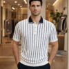 Polo blanc à motifs géométriques – Chic moderne