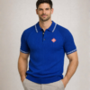 Polo bleu royal à rayures blanches – Style urbain premium