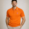 Polo orange avec finitions blanches – Style audacieux